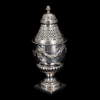 SOCKERRUSKA, silver, Mellaneuropa, 1700/1800-tal. Vikt ca 263 g.