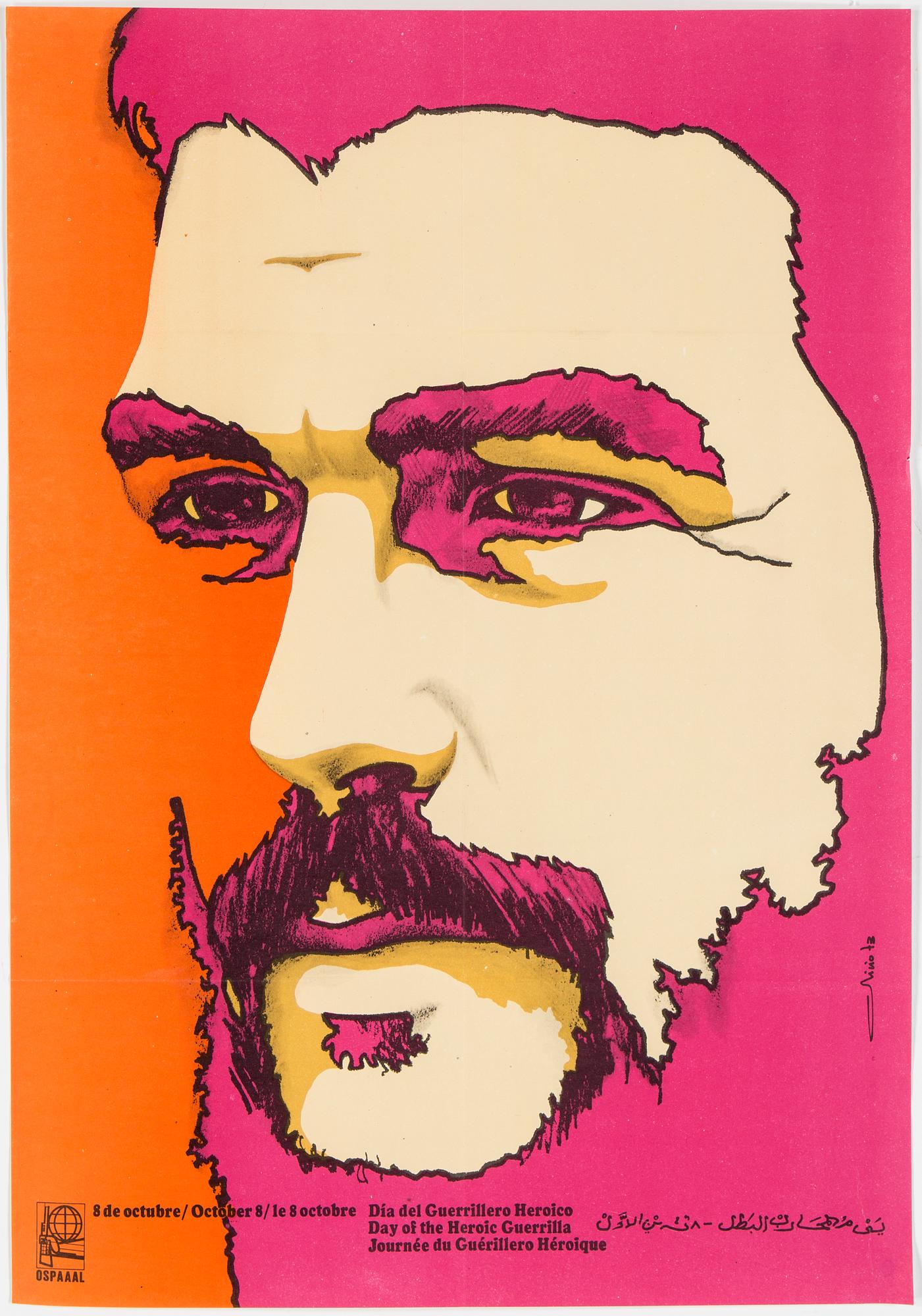 OLIVIO MARTINEZ, "Dia del Guerrillero Heroico", 1970-tal, utgiven av OSPAAAL.