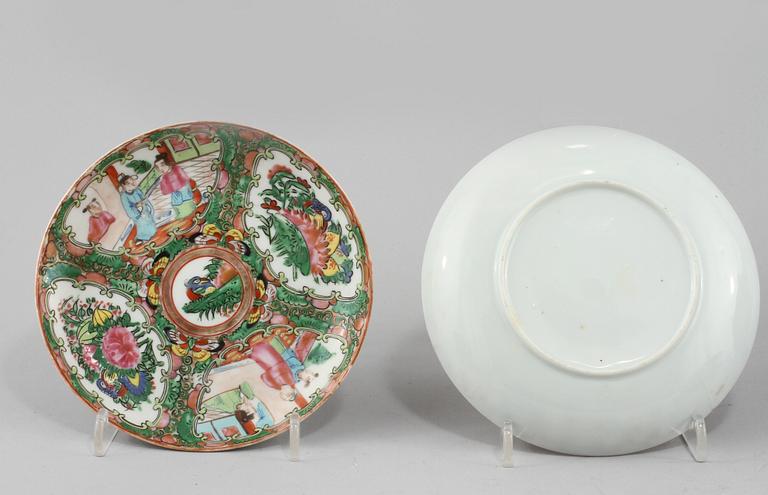 SERVISDELAR, 13 st, porslin, Kanton, Kina, 1800/1900-tal.