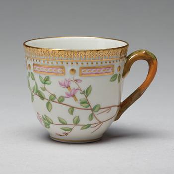 A set of four Royal Copenhagen 'Flora Danica' coffee cups with saucers, Denmark, 20th Century.