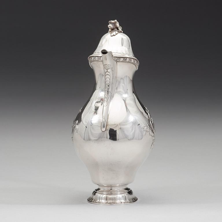 Johan Schvart, kaffekanna, silver, Karlskrona 1780, rokoko.