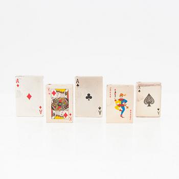 Tändare 5 st "Deck card lighters", 1900-talets andra hälft.