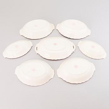 MATSERVIS, 157 delar, flintgods, "Bengali, röd", Rörstrand, 1940-tal.