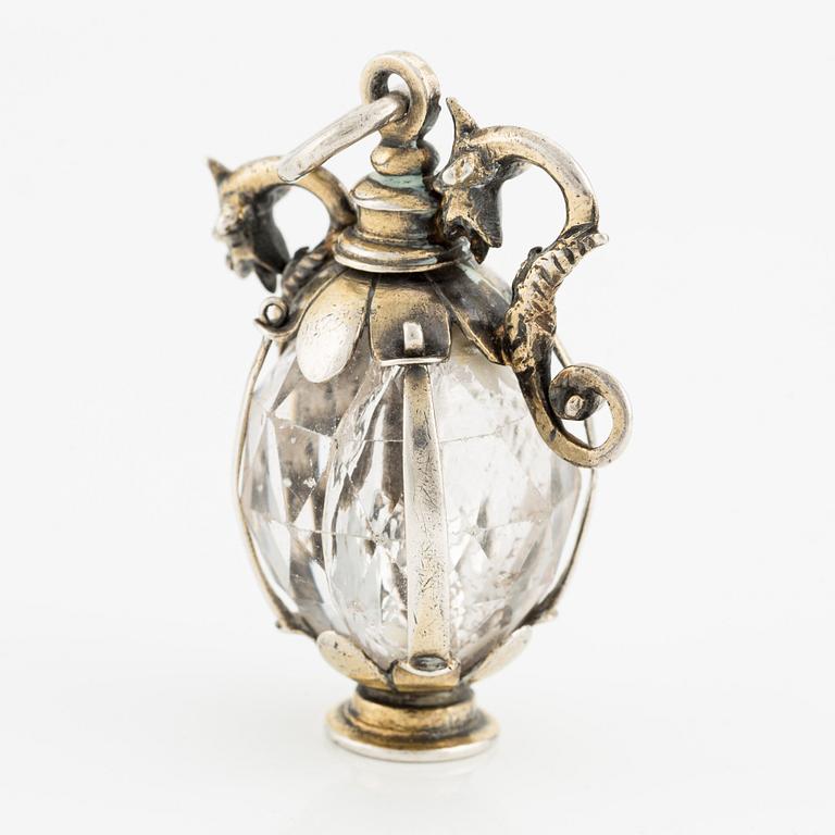 A presumably North European Renaissance rock crystal and silver-gilt pendant, 16th - 17th century.