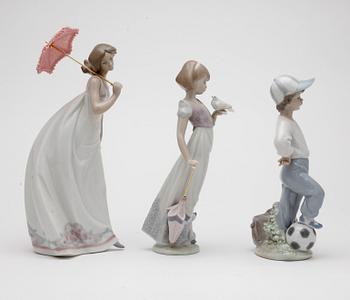 FIGURINER, 3 st, porslin, Lladro, Spanien, 1900-tal.