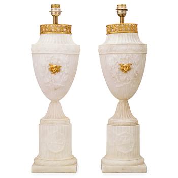 578. A pair of 19th century alabaster urns.