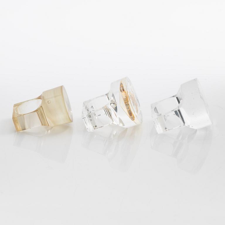 Siv Lagerström, tre ringar akrylplast, 1970-tal.