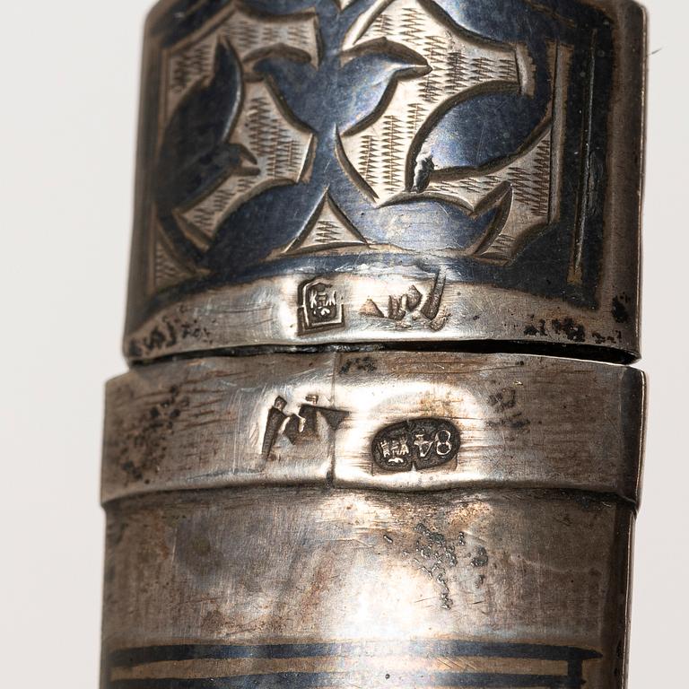 A silver niello miniature dagger, probably Caucasus, circa 1880-1890.