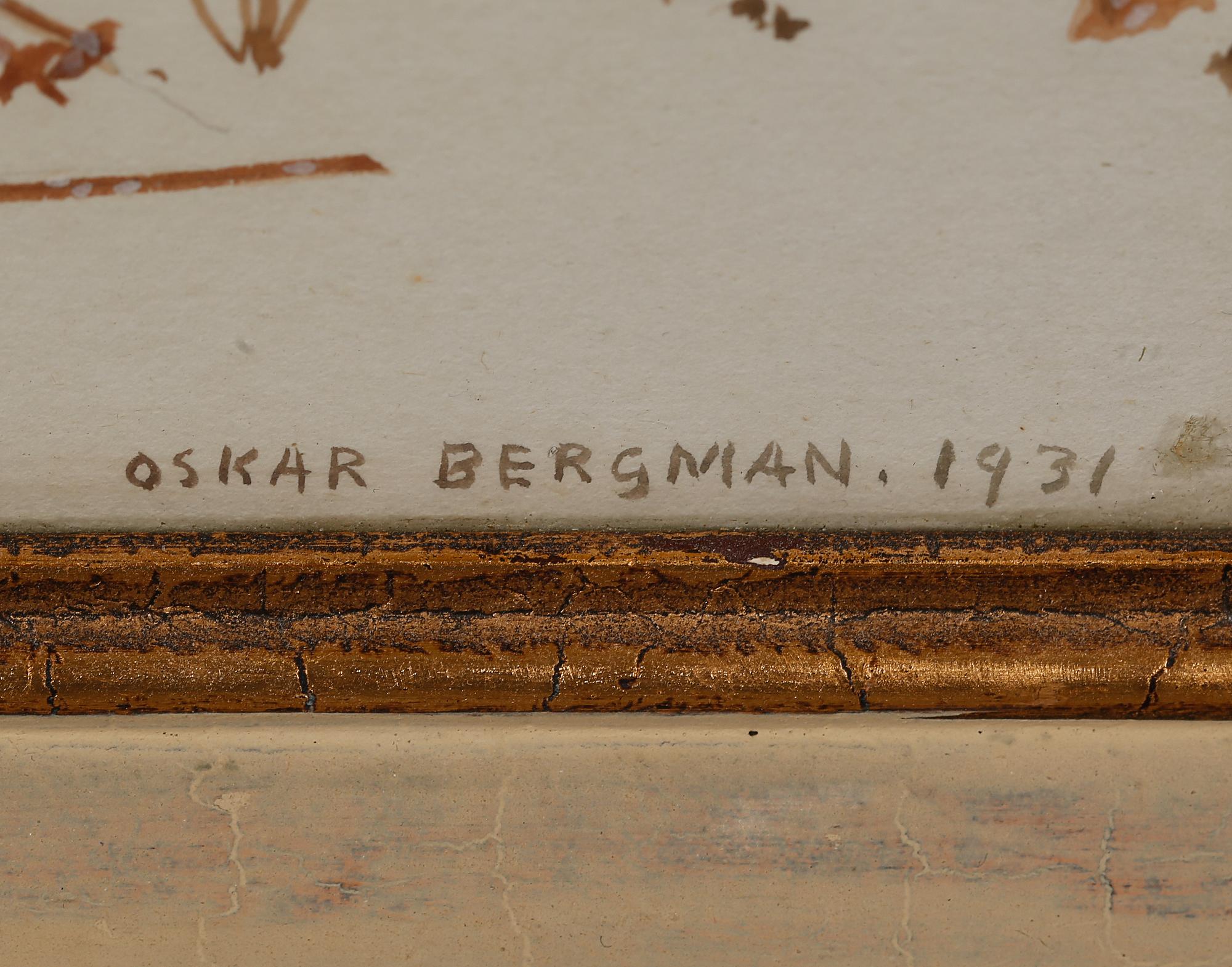 OSKAR BERGMAN, gouache, signerad.