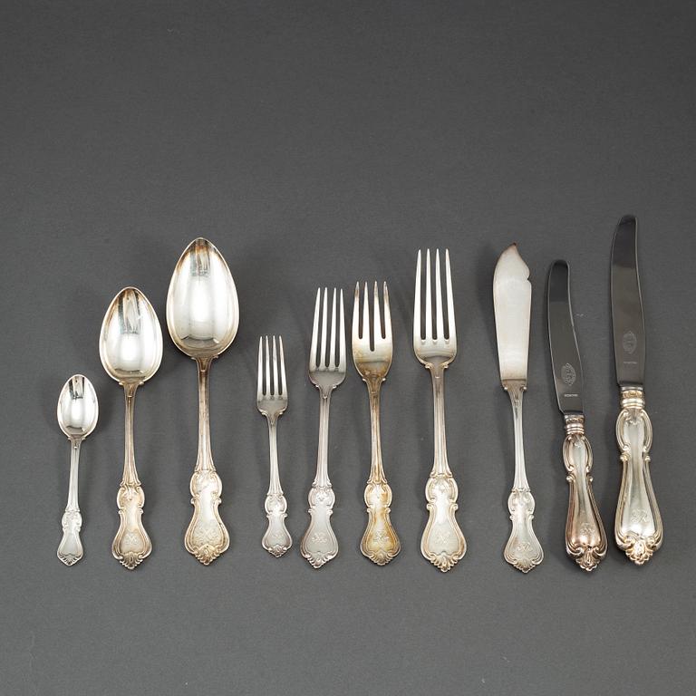 CG HALLBERG and GAB, a part 'Olga' silver cutlery, 1948-1978 (112 pieces).