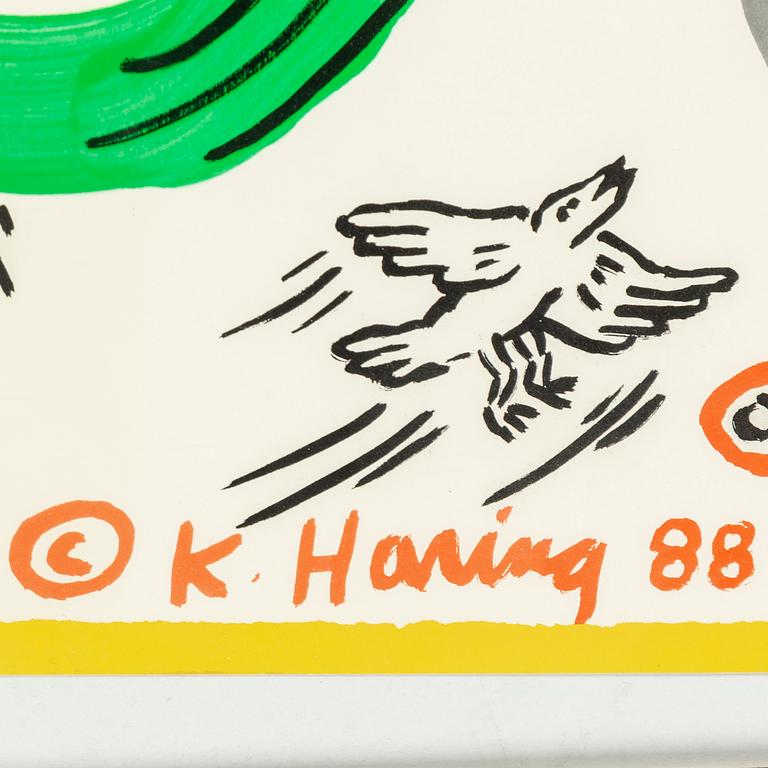 KEITH HARING, Tony Shafrazi Gallery poster, Offset lithograph in colors, signed in the plate 88.
