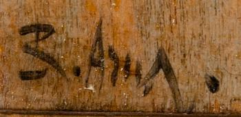 OKÄND KONSTNÄR, olja på pannå, signerad.