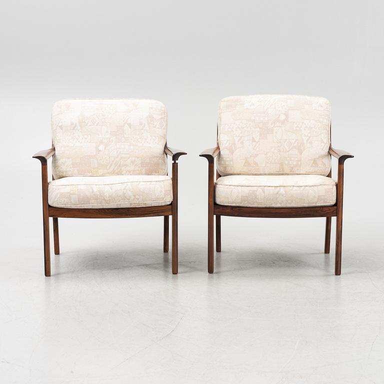 A pair of rosewood armchairs, Bröderna Andersson, 1950's/60's.