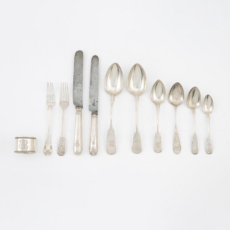 A set of silver cutlery, including  St Petersburg 1858 (36 pieces).