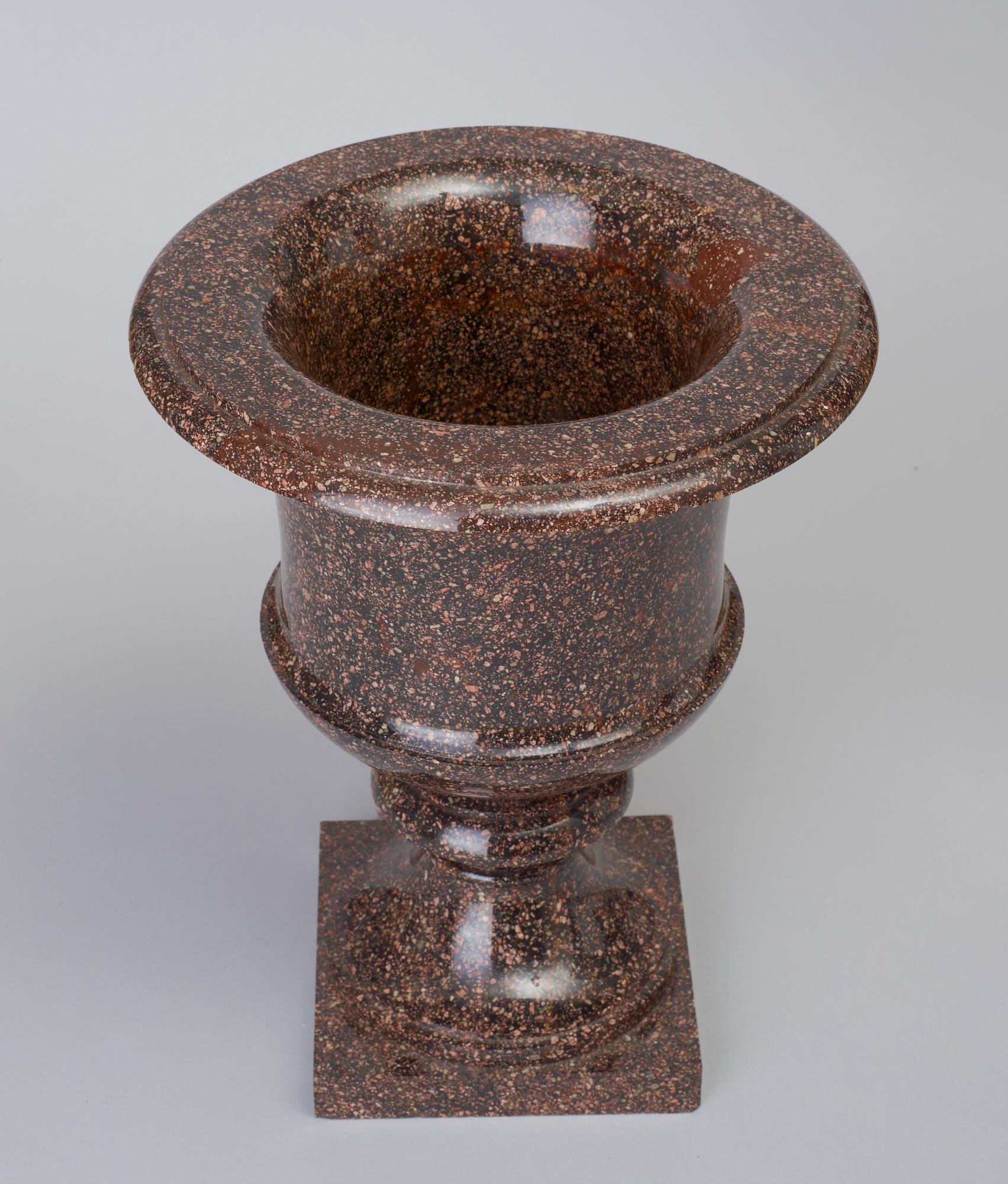 A Swedish first half 19th Century porphyry urn.