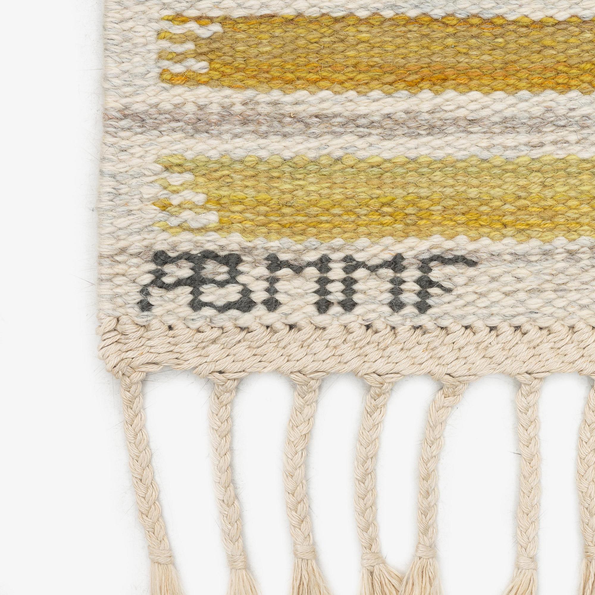 Barbro Nilsson, a carpet, 'Hjortron', flat weave, c. 137 x 87 cm, signed AB MMF BN.