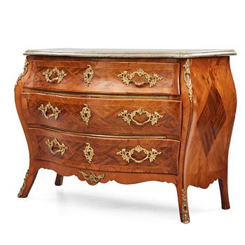 A Swedish rococo rosewood and gilt brass-mounted commode, later part of the 18th century.