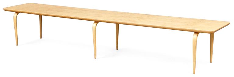 A Bruno Mathsson table for magazines, with birch top, Firma Karl Mathsson, Värnamo 1978.