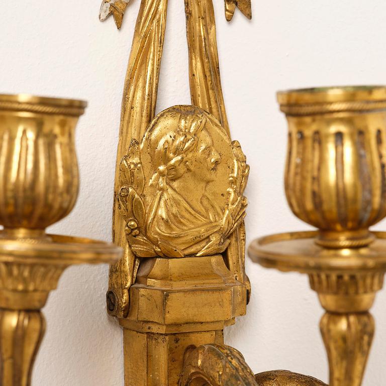 Appliquer, ett par, för tre ljus, Nordeuropa, sent 1700-tal, Louis XVI.