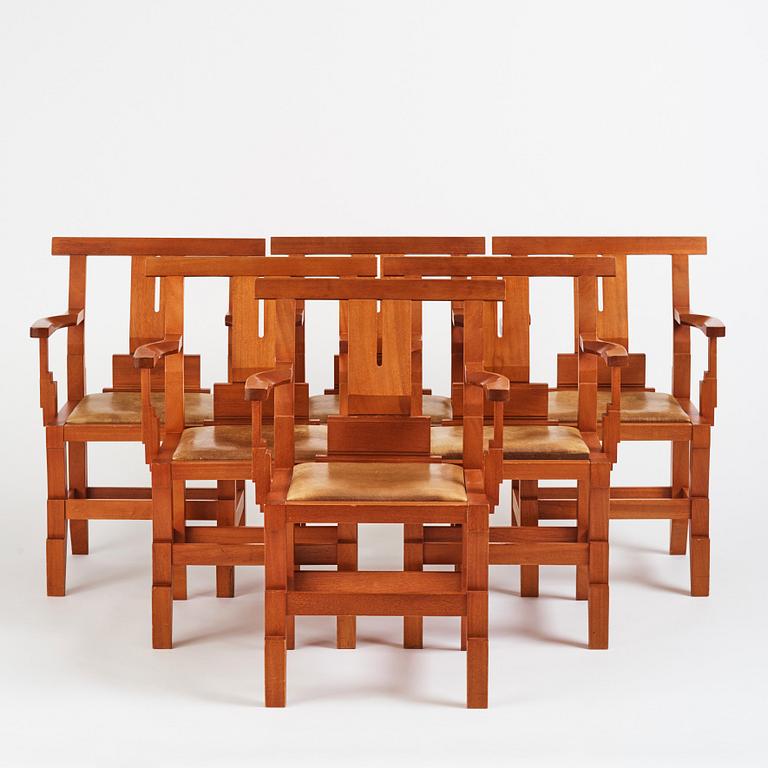 John Kandell, a set of six "Solitär" chairs, Källemo, Värnamo post 1985.