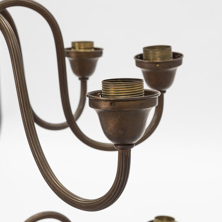 A brass ceiling light, first half of the 20th Century.