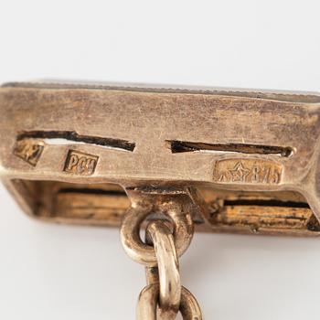 Manschettknappar, ett par, silver med bergkristall, Ryssland, Sovjet.