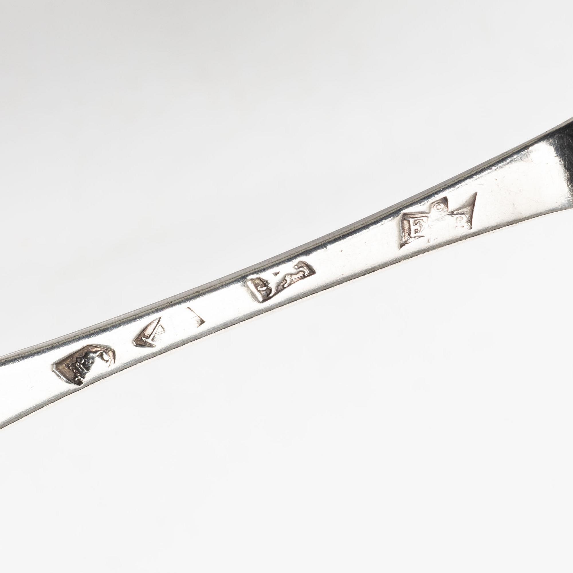 Two silver rat-tail spoons, one with mark of Edward Bennett I, London, circa 1730.