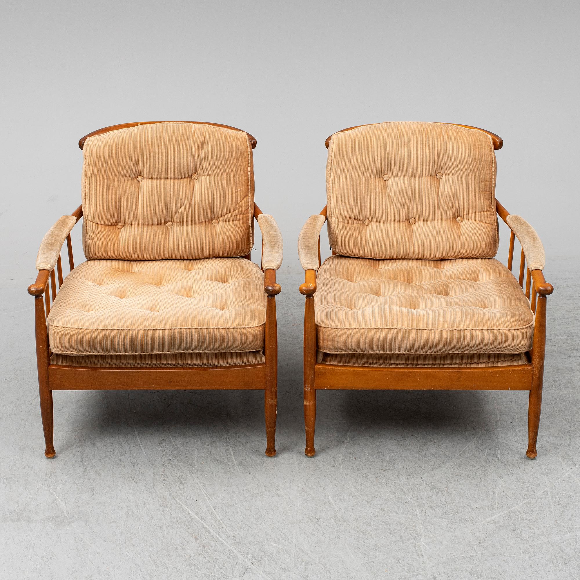 A pair of 'Skrindan' easy chairs by Kerstin Hörlin-Holmquist.