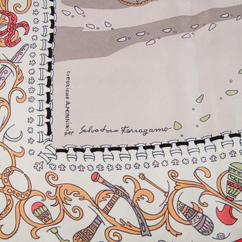 Salvatore Ferragamo, a silk scarf.