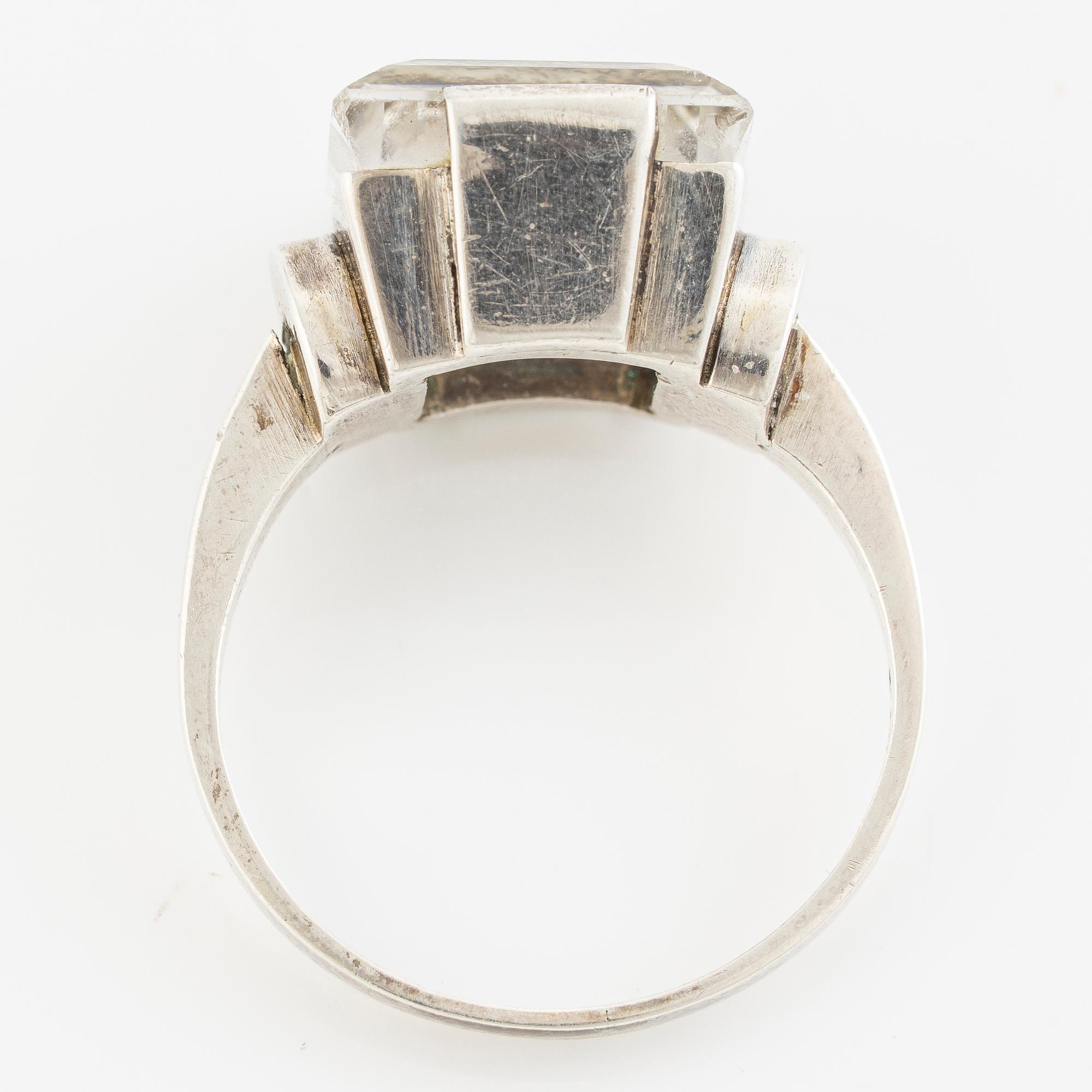 Stigbert, ring, silver with rock crystal.