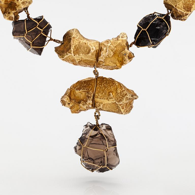 Björn Weckström, "Offering lambs", a 14K gold and smoky quartz necklace. Helsinki 1964.