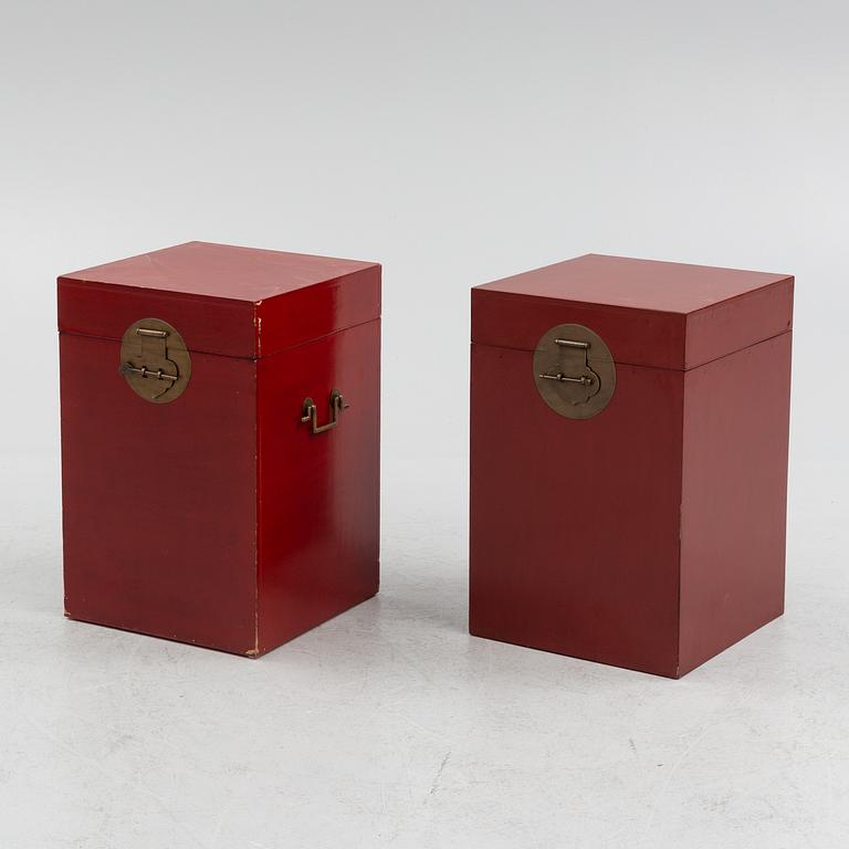 Two Chinese similar nightstands/boxes, 20th century.