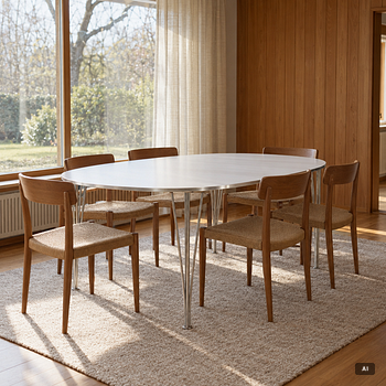 Bruno Mathsson & Piet Hein, dining table, “Superellips”, Fritz Hansen, Denmark, 1988.