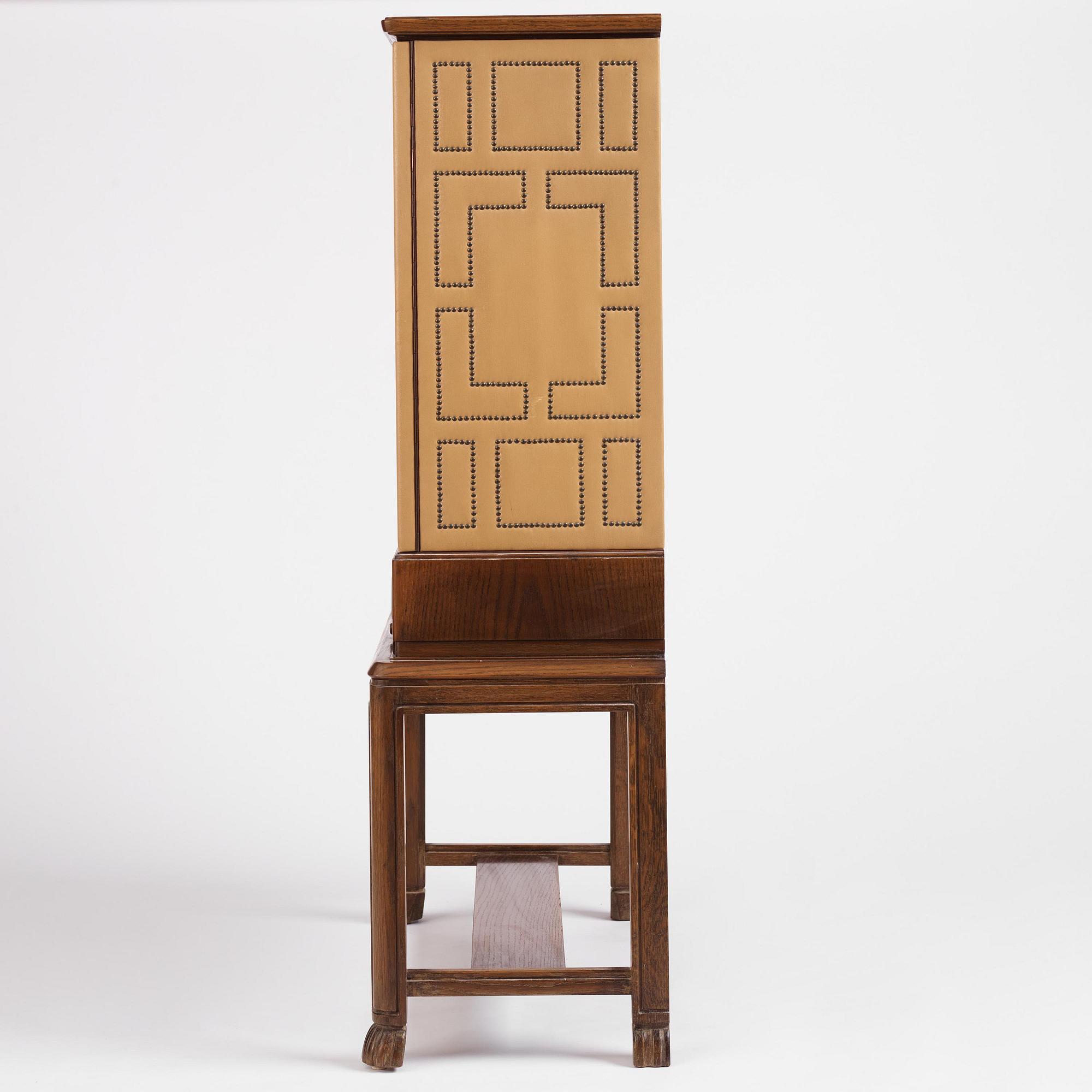 Otto Schulz, a Swedish Modern oak and faux leather bar cabinet, Boet, Gothenburg, 1948.