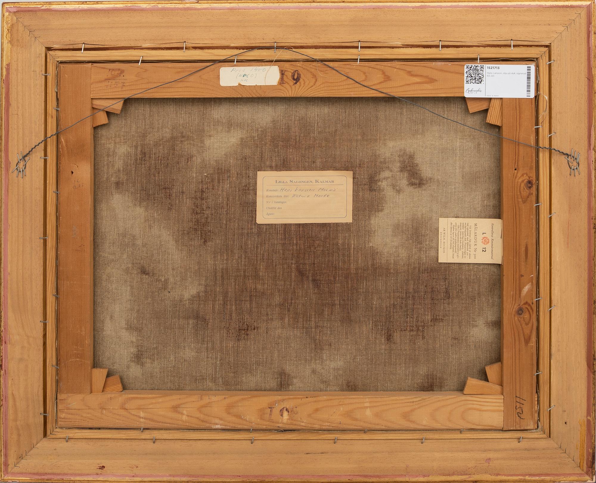 Hans Larsson, olja på duk, signerad 63.