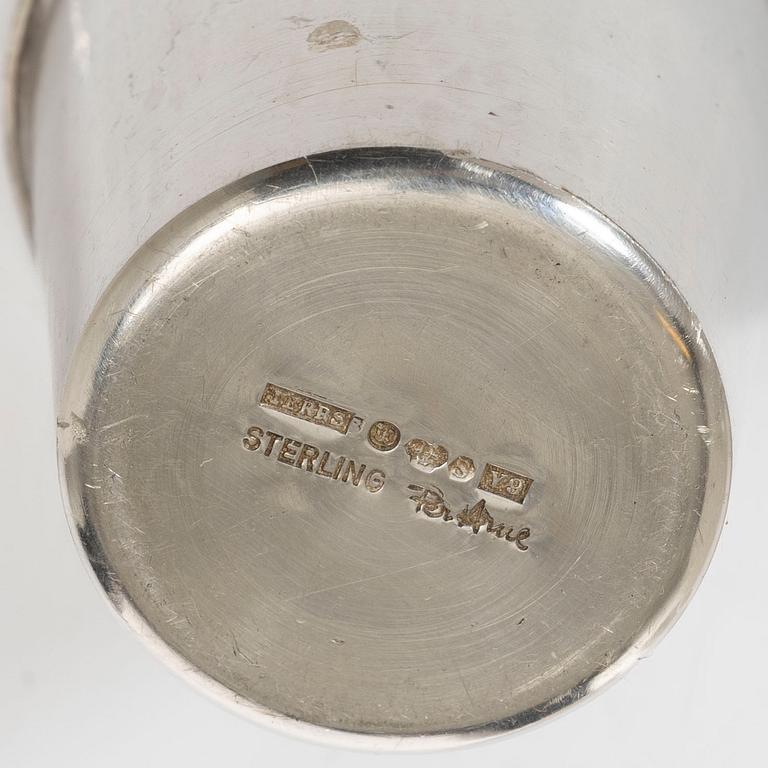 Ten small sterling silver beakers, marks of company Terrs i Wexiö AB, Växjö 1973-1976.