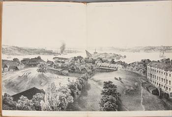 BOK. "Panorama de Stockholm. Pris du dôme de l'eglise de l'île de l'amirauté. C J Billmark 1845.