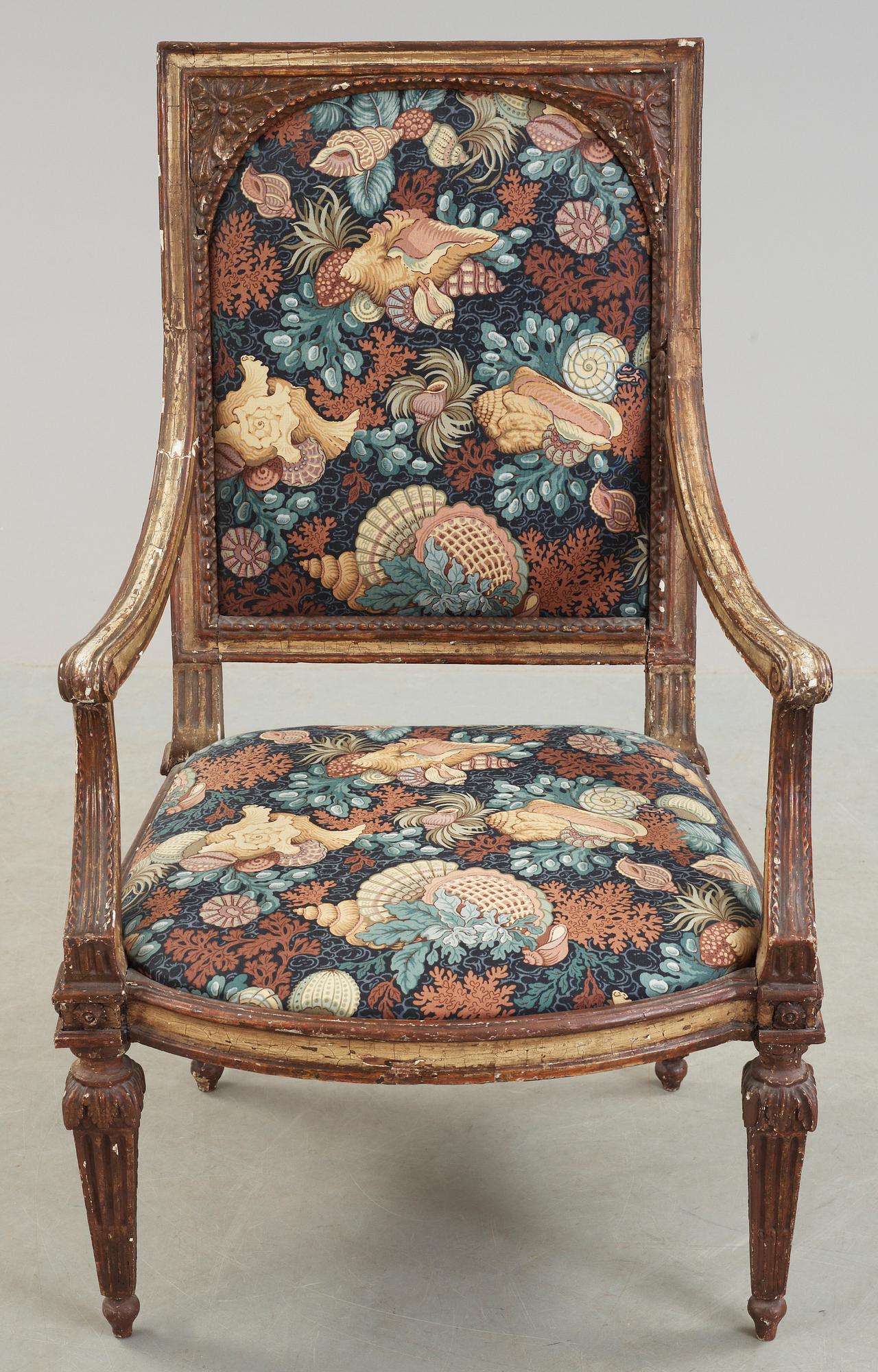 FÅTÖLJ, troligen Italien, Louis XVI-stil, 1800-tal.