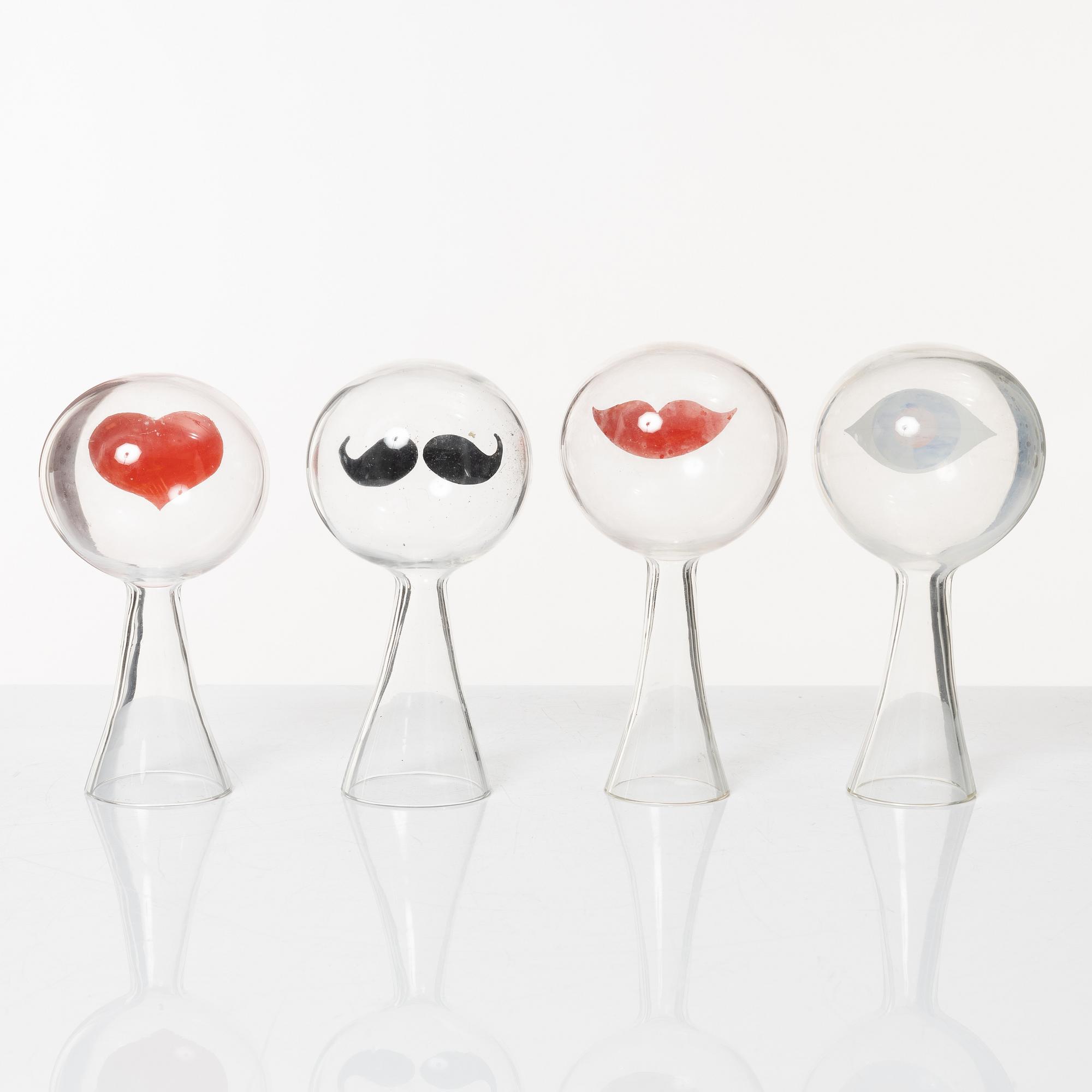 Kjell Blomberg, a set of ten 'Klothepp' glass sculptures, Gullaskrufs glasbruk, Sweden, 1960's.