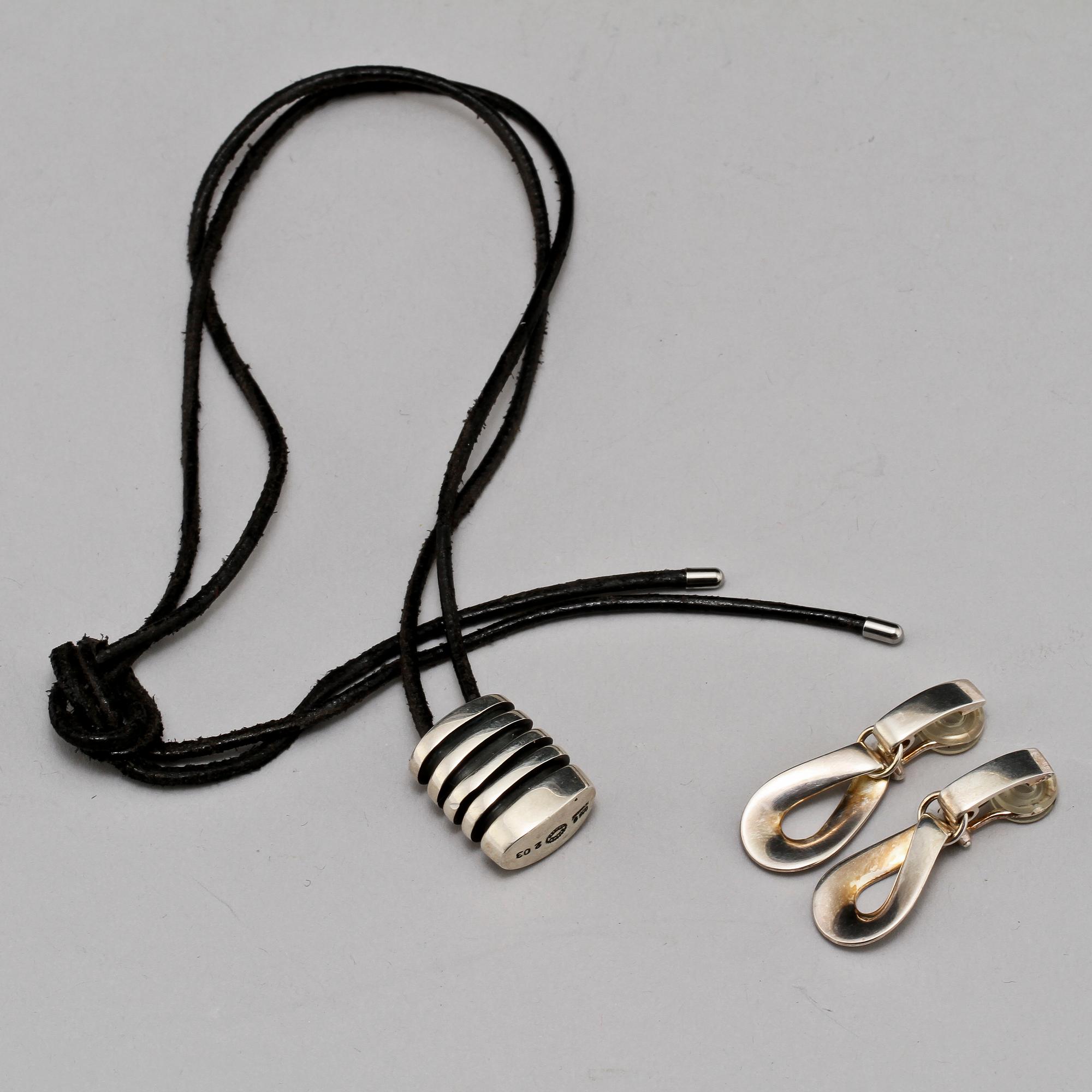 HALSBAND, silver, "Strata" samt ÖRHÄNGEN, silver "Infinity", George Jensen, Danmark, 1900/2000-tal.