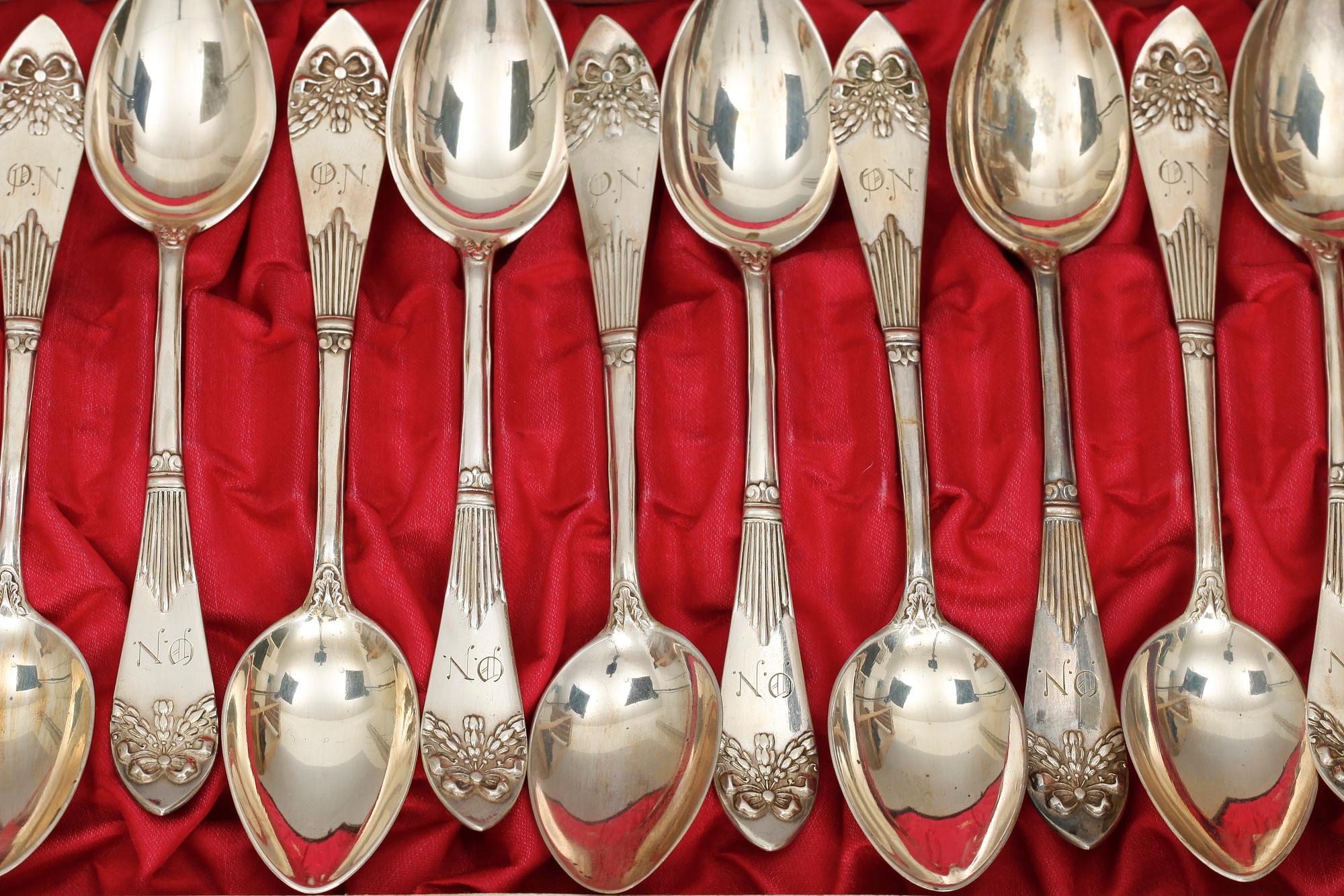 KAFFESKEDAR, 12 st, silver, "Empire". 1912, 1914. Tot vikt 158 g.