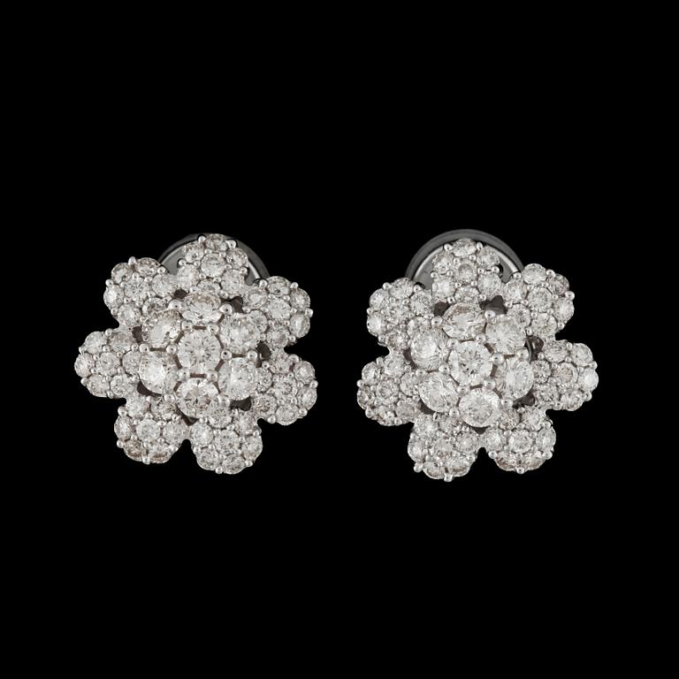 A pair of diamond, circa 1.90 cts, earrings .