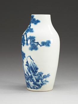 A blue and white vase, Presumably Republic.