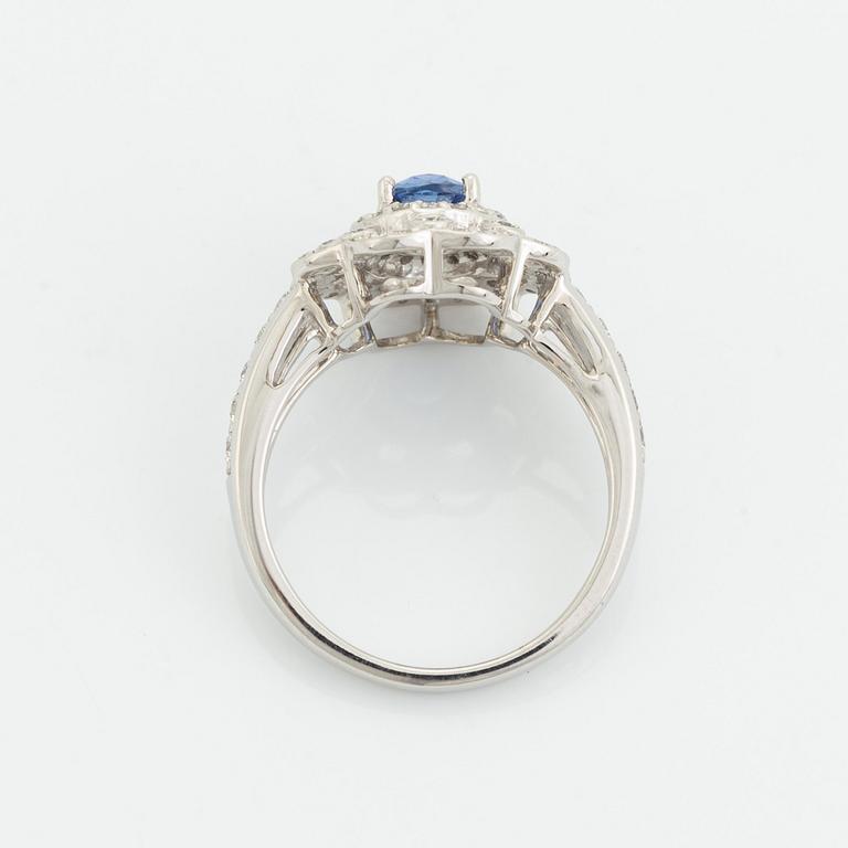 Sapphire and brilliant cut diamond ring.