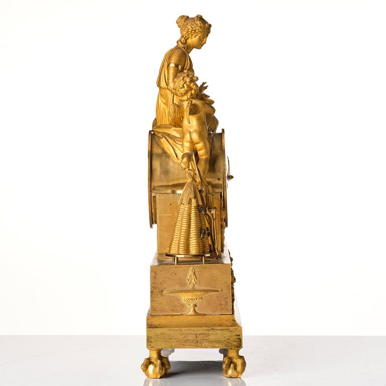 A French Empire mantel clock marked A. Lemoine Paris (1812-1822).