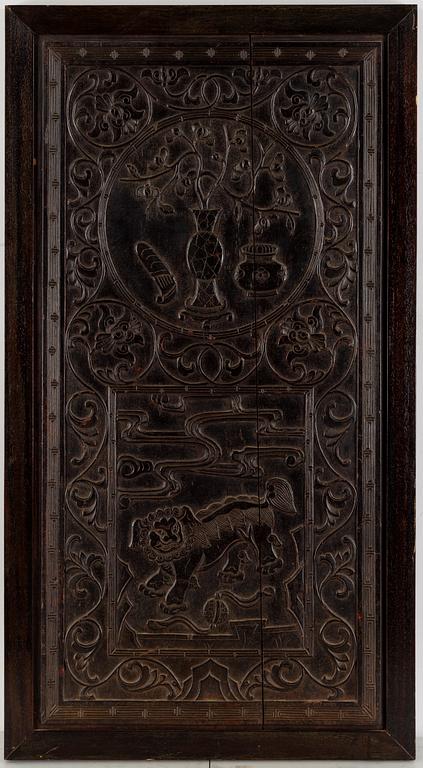 Two Chinese wooden panel,s Qing dynasty. 19th century.