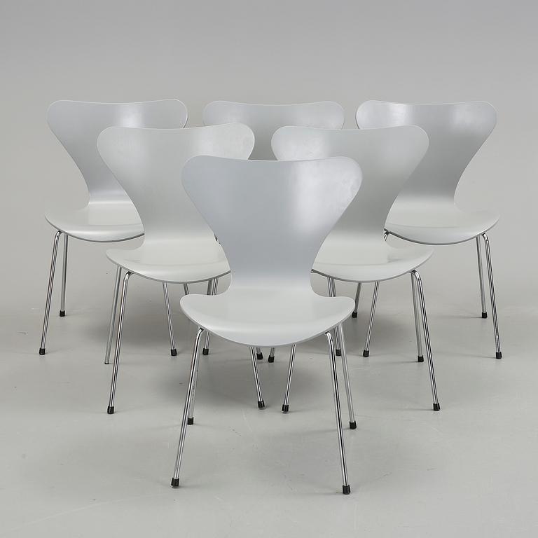 STOLAR, 6 st, "Sjuan", Arne Jacobsen, Fritz Hansen.