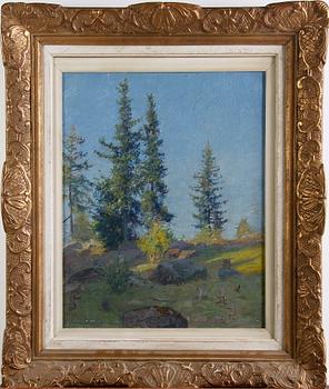 OKÄND KONSTNÄR, olja på pannå.