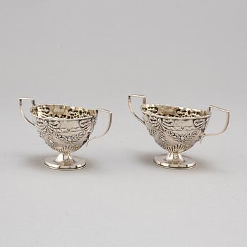 Charles Westwood & Sons, a pair of, silver salt cellars, Birmingham 1899.