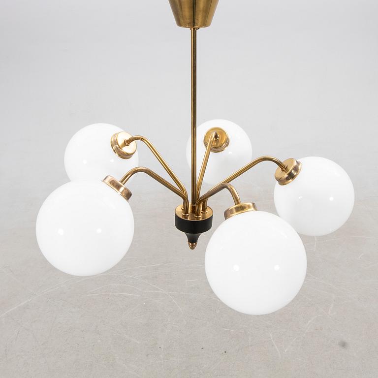 Ceiling lamp, 5-armed, mid-20th century.
